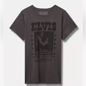 Torrid Vintage Elvis Poster Top, Gray & Black, Stretch, Rockabilly style NWT 3X
